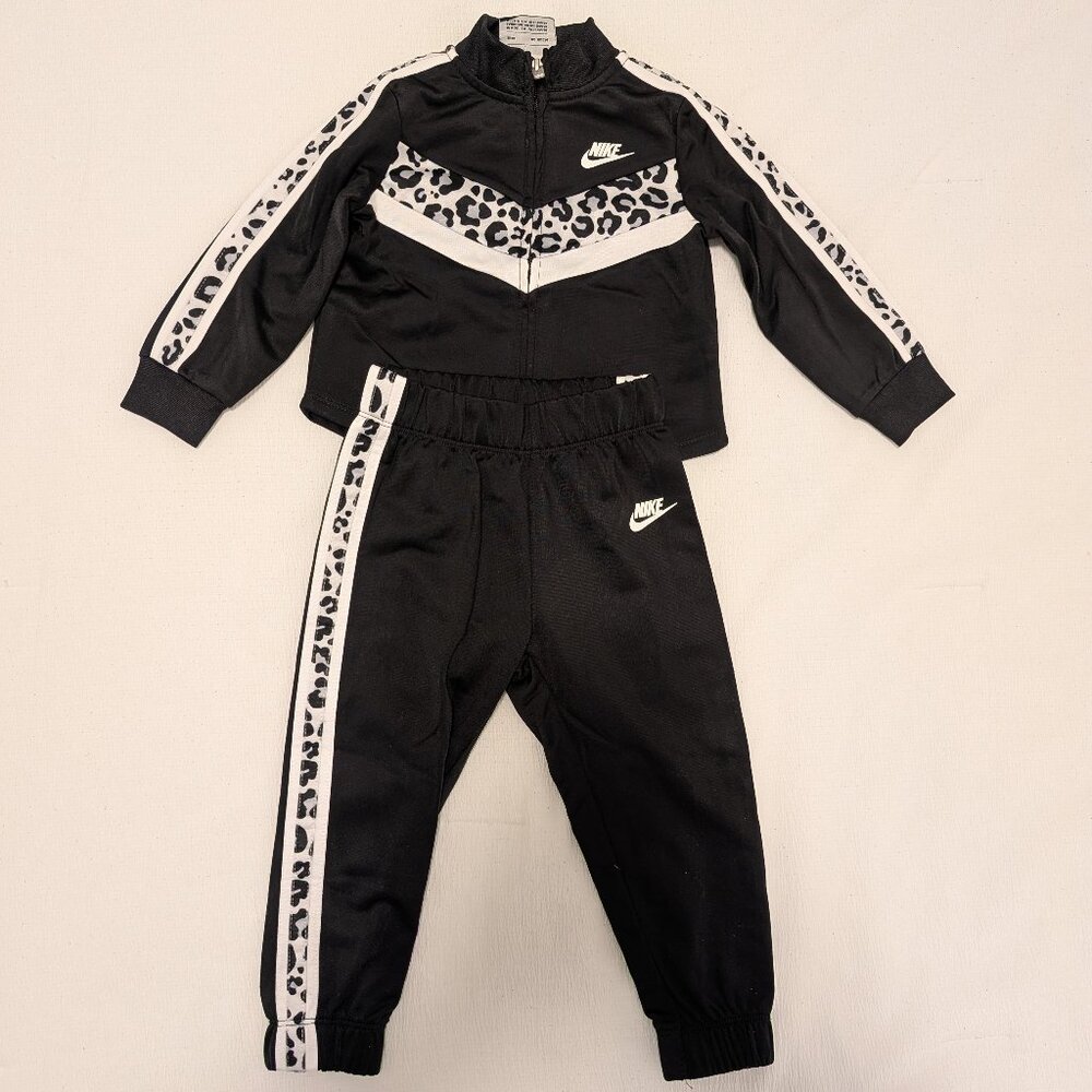 Nike Toddler Tracksuit – Size 18M – Black w/ Leopard Trim – New w/o Tags